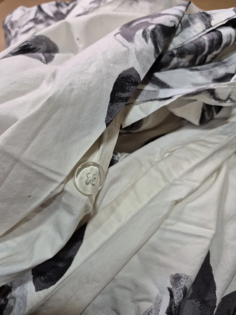 Pottery Barn Teen Gray Rose-Print Duvet Cover on White Ground